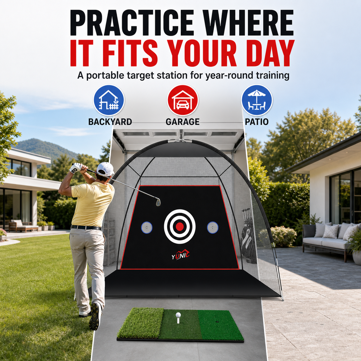 Golf Practice Net – Tent Style, 10 × 7 ft