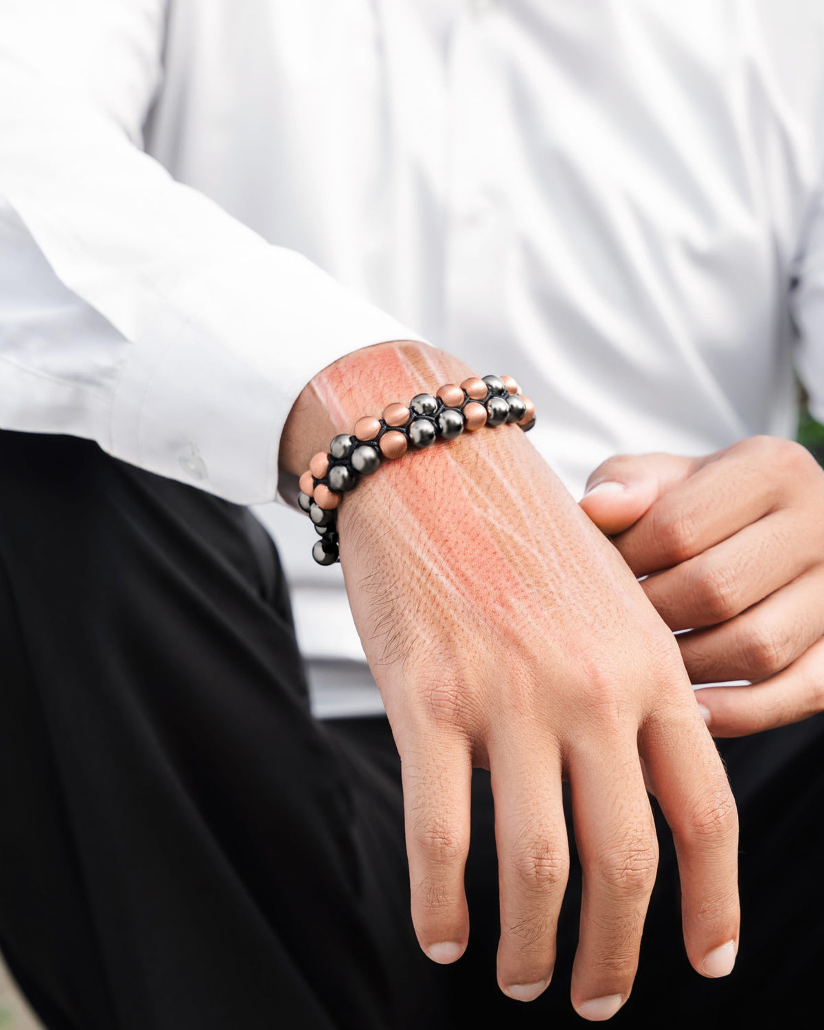 MAX Strength Magnetic Hematite & Copper Bracelet (Double Row)